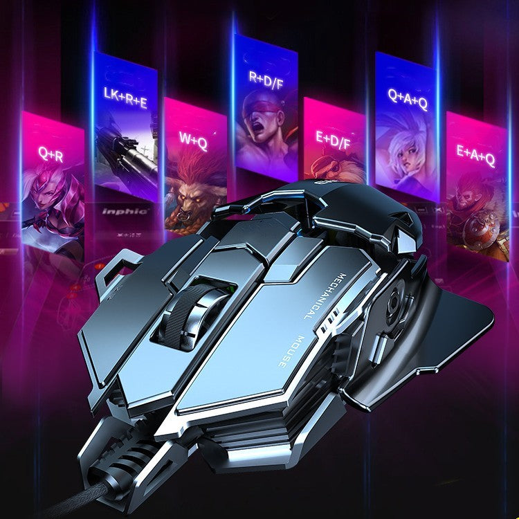 Ratón Forerunner Esports Gaming con cable mecánico macro de metal pesado silencioso