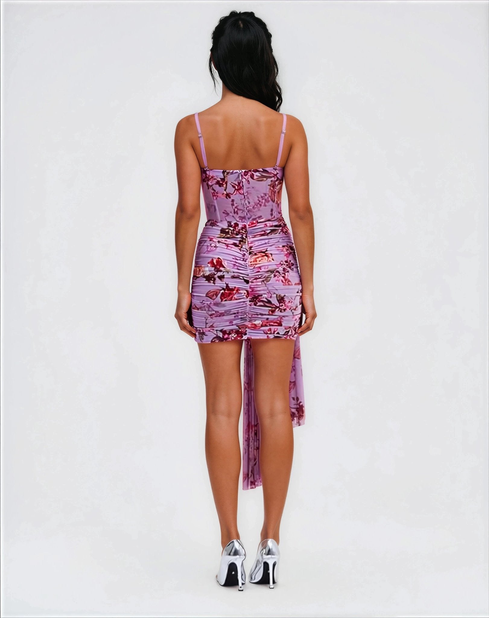 Floral Haze Bustier Mini Dress – Violet