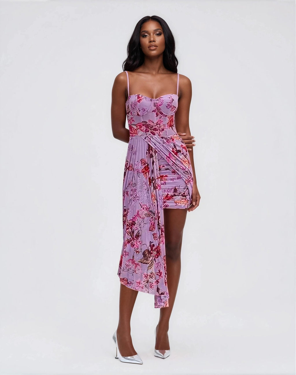 Floral Haze Bustier Mini Dress – Violet