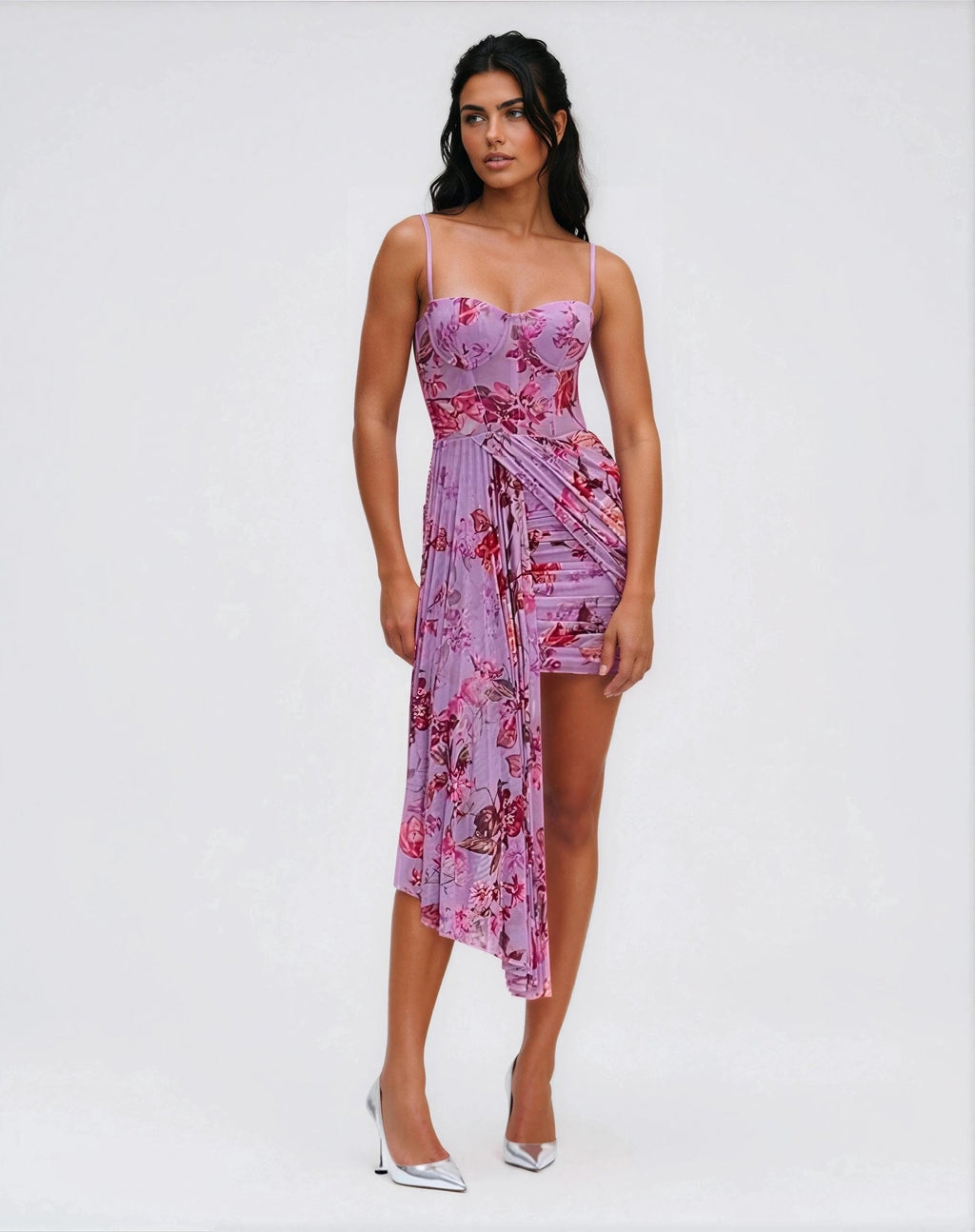 Floral Haze Bustier Mini Dress – Violet