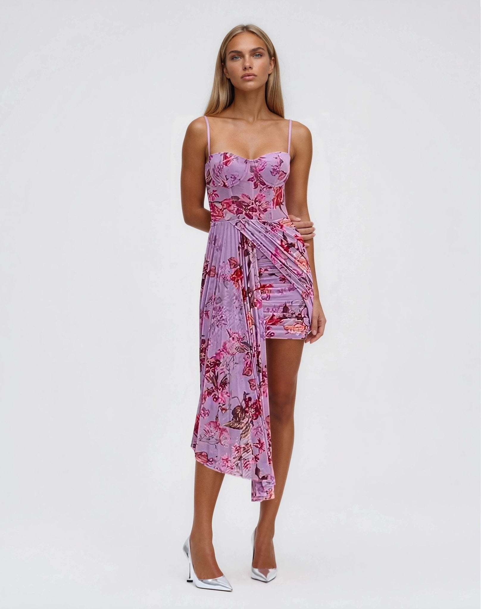 Floral Haze Bustier Mini Dress – Violet
