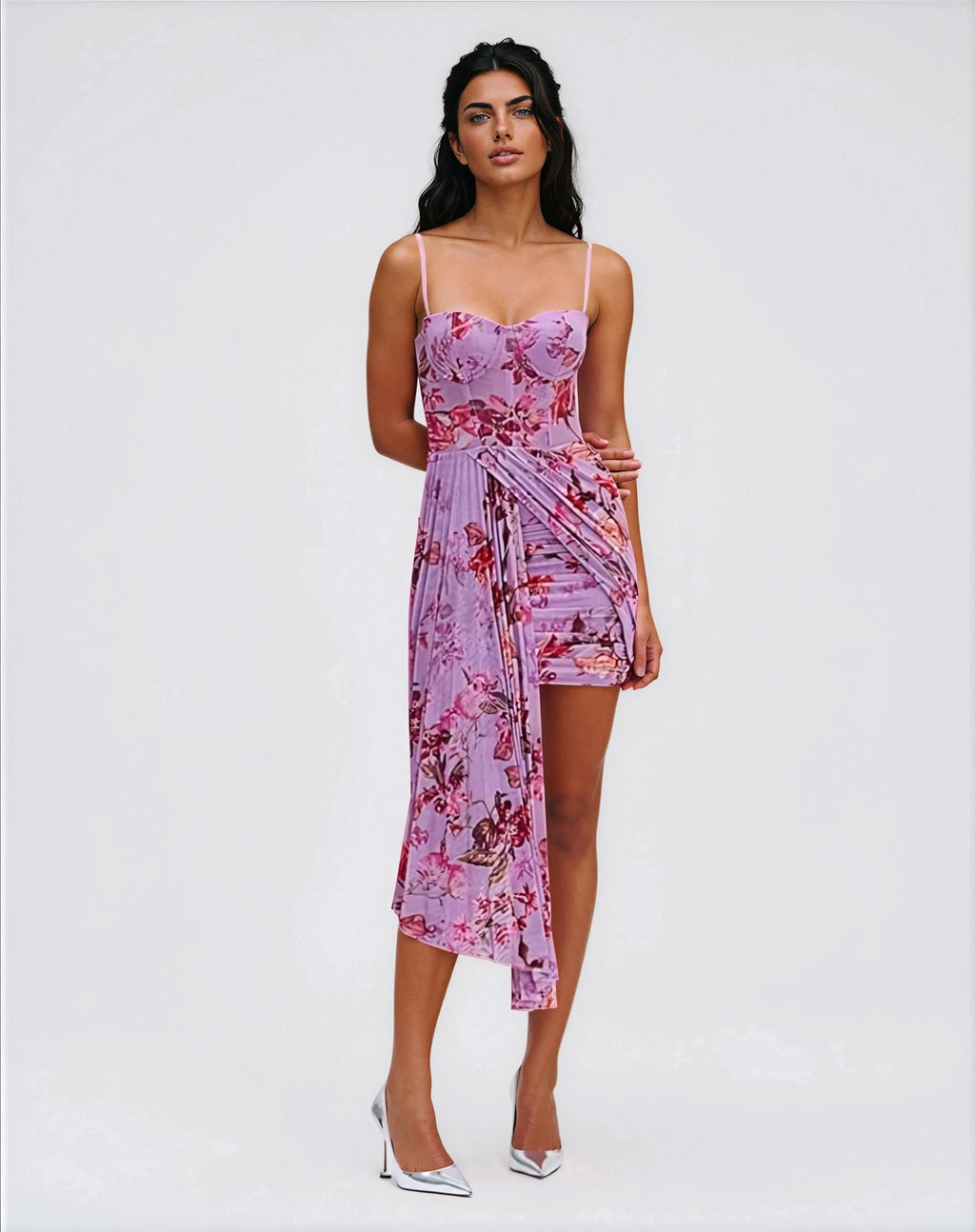 Floral Haze Bustier Mini Dress – Violet