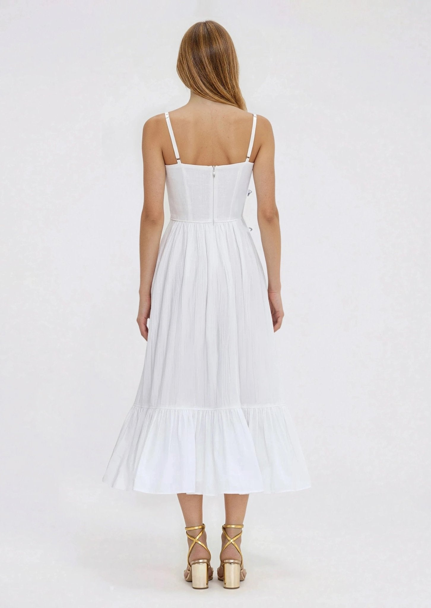 Flutter Poplin Butterfly Midi Dress – Off White
