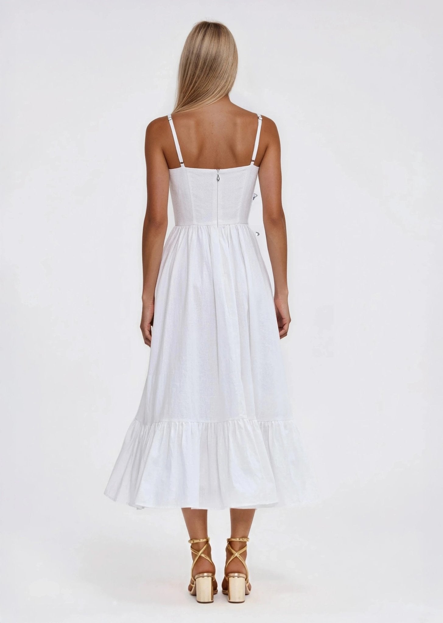 Flutter Poplin Butterfly Midi Dress – Off White