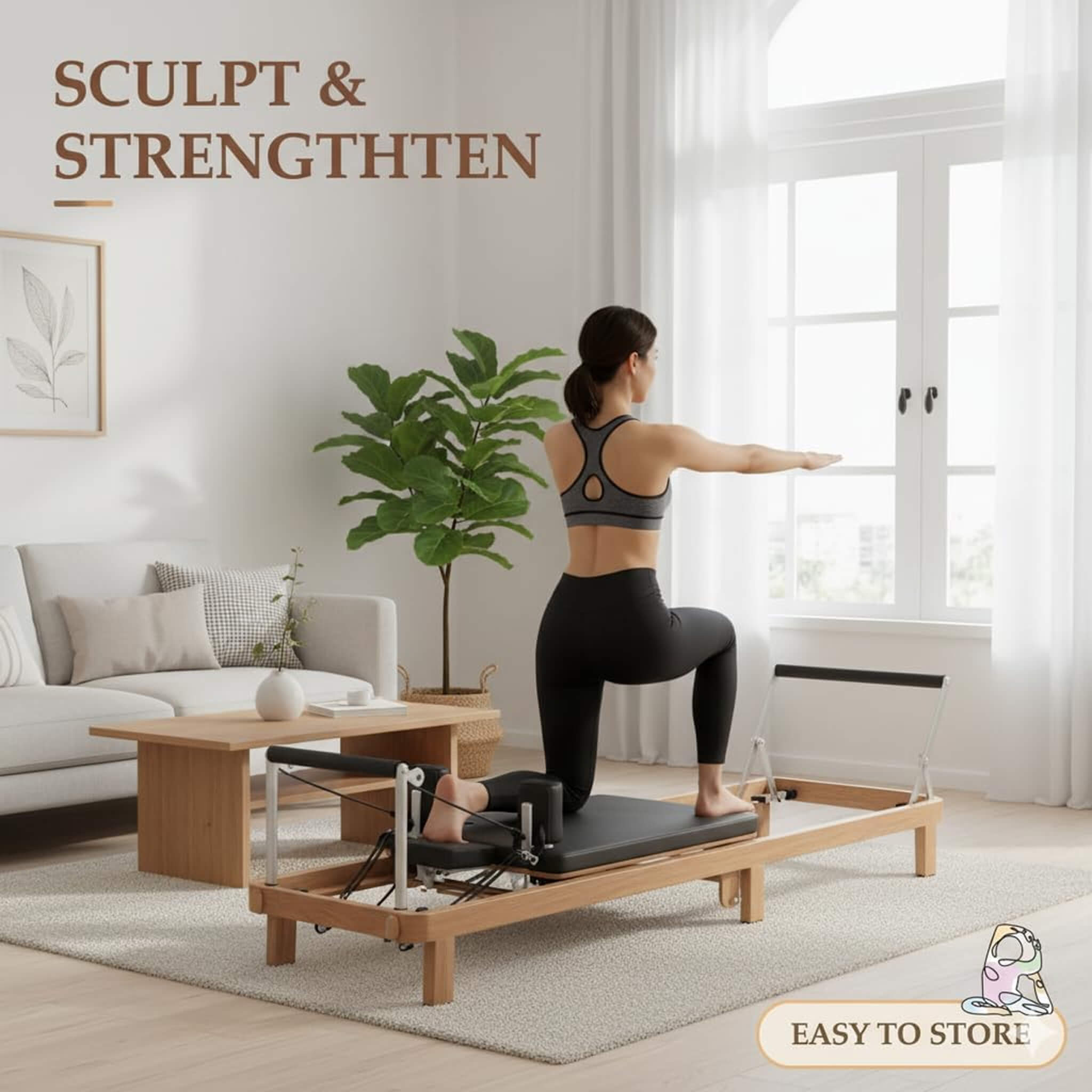 Reformer de Pilates plegable con doble resistencia y tabla de salto Core Pilates Apex (SAK83914)