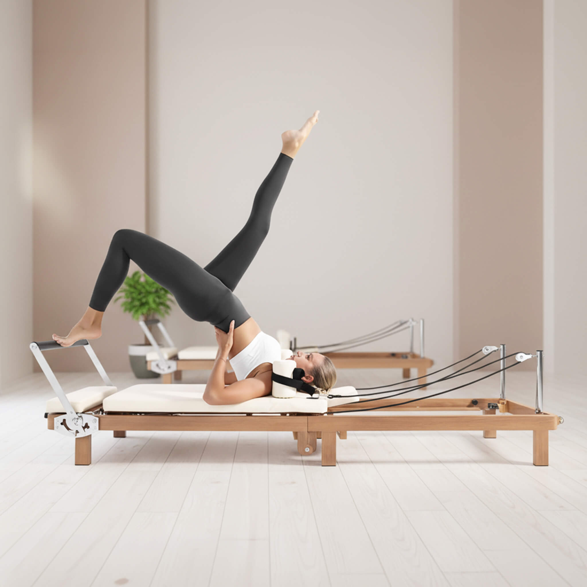Reformer de Pilates plegable con doble resistencia y tabla de salto Core Pilates Apex (SAK83914)