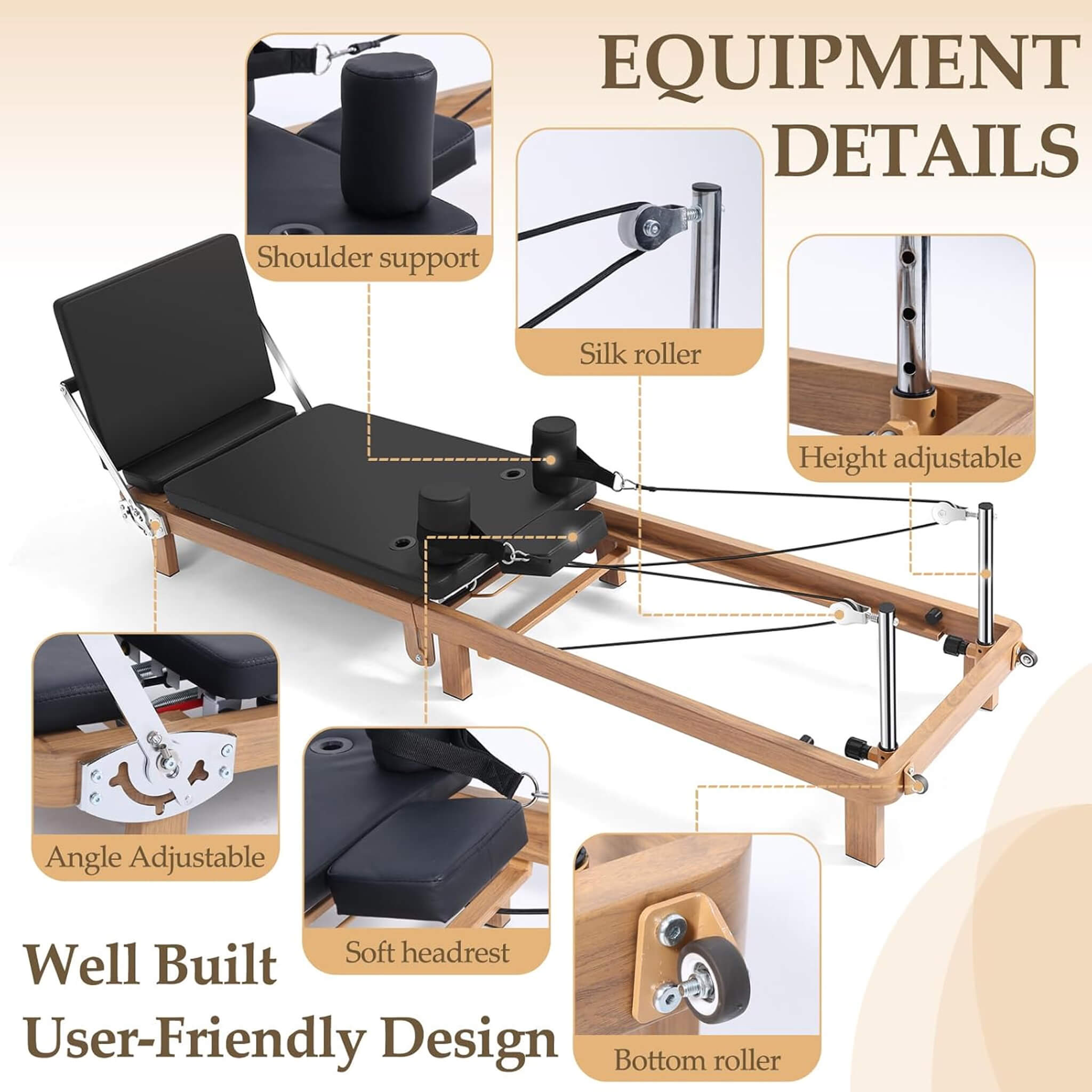 Reformer de Pilates plegable con doble resistencia y tabla de salto Core Pilates Apex (SAK83914)