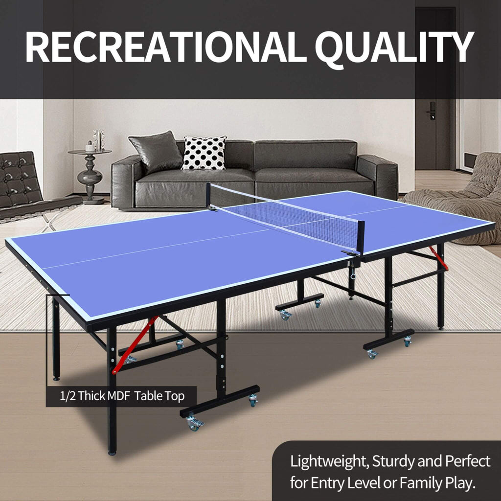 Mesa de ping-pong plegable de tamaño mediano de 8 pies con palas, pelotas y red (SAK14735)