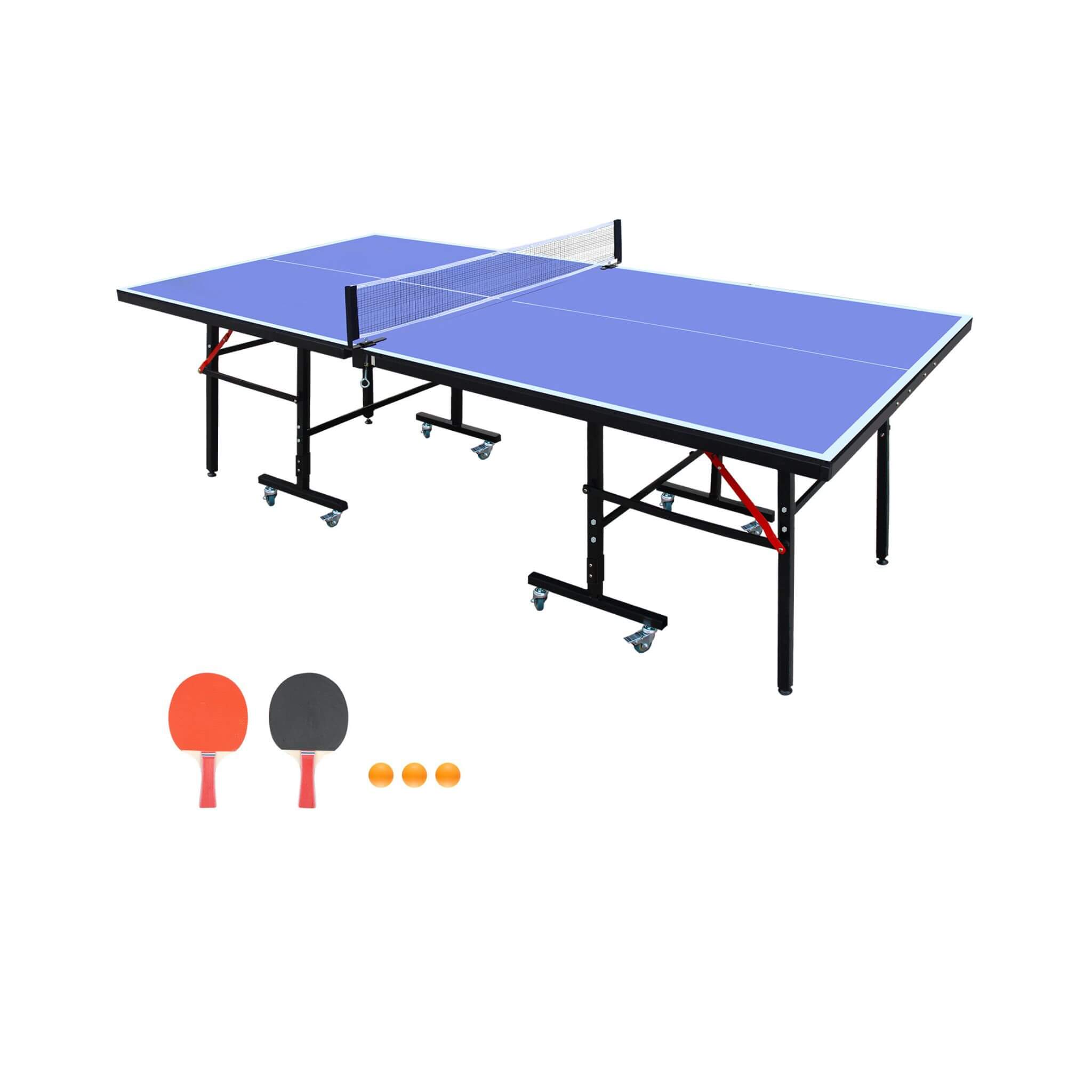 Mesa de ping-pong plegable de tamaño mediano de 8 pies con palas, pelotas y red (SAK14735)