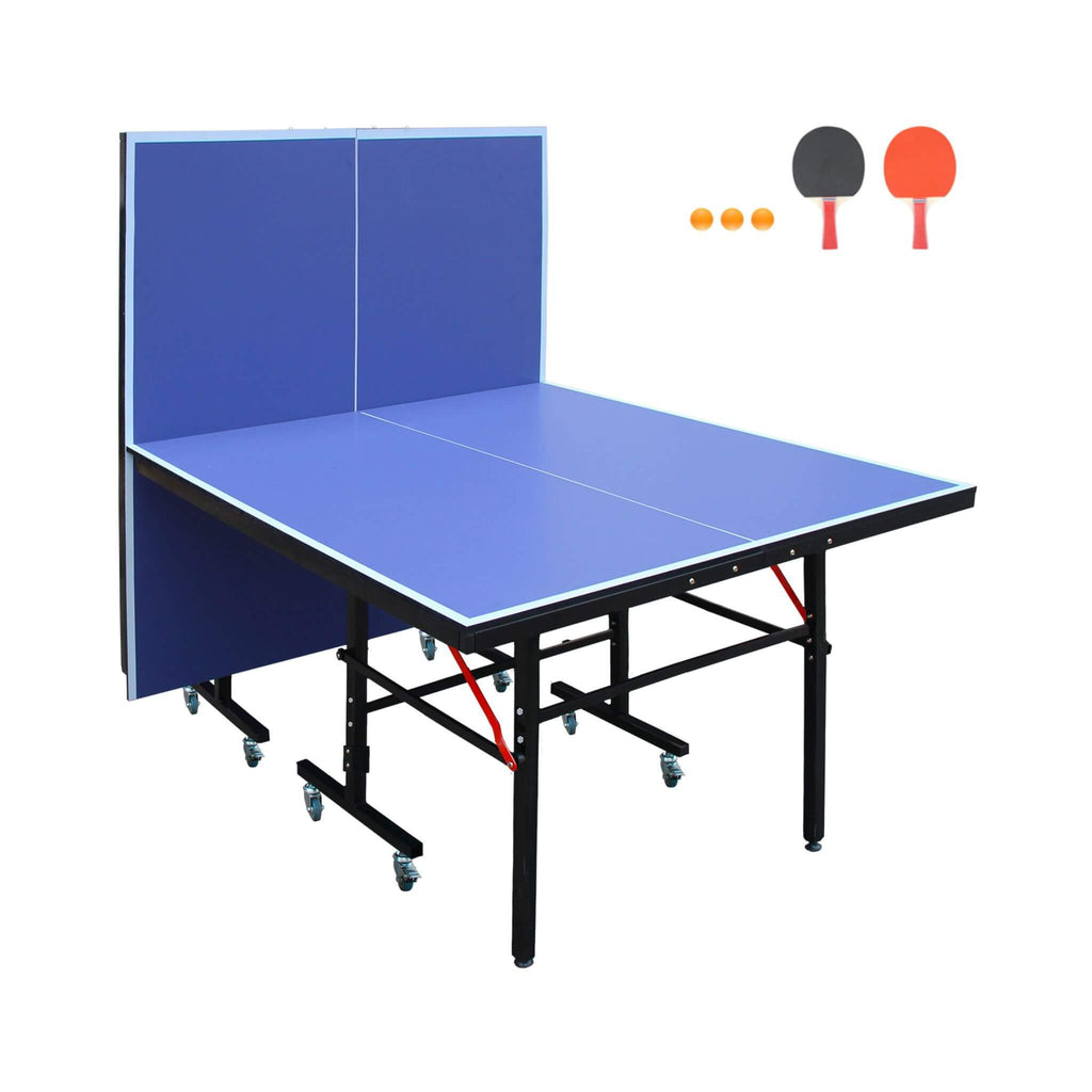 Mesa de ping-pong plegable de tamaño mediano de 8 pies con palas, pelotas y red (SAK14735)