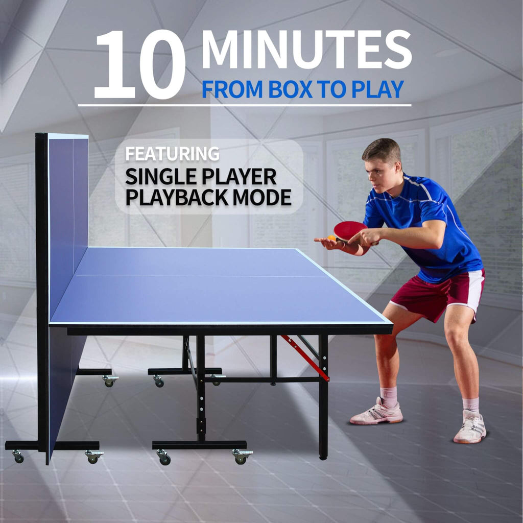 Mesa de ping-pong plegable de tamaño mediano de 8 pies con palas, pelotas y red (SAK14735)