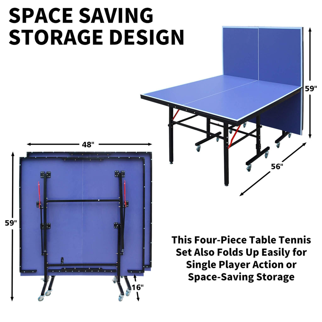 Mesa de ping-pong plegable de tamaño mediano de 8 pies con palas, pelotas y red (SAK14735)