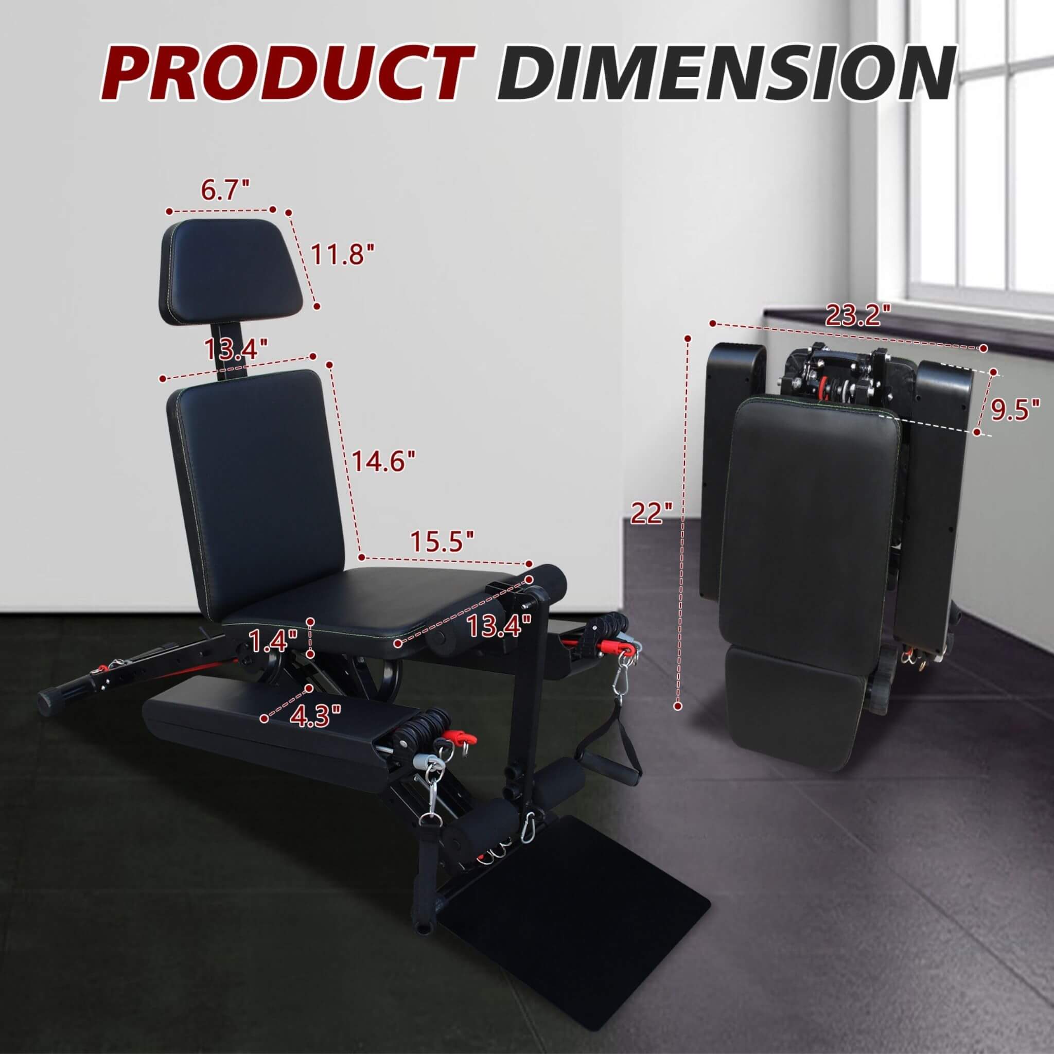 Banco de pesas multifuncional plegable Rovix para entrenamientos de cuerpo completo con bandas de resistencia, reposapiés y extensor de piernas (SAK73642)