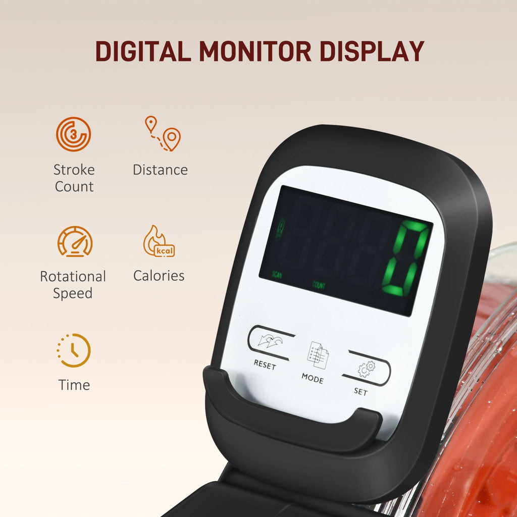 Máquina de remo plegable Rovix con resistencia ajustable, ruedas, monitor LCD y soporte para tableta (SAK53758)