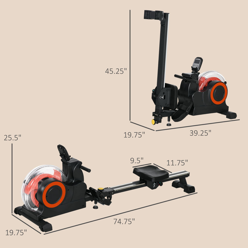 Máquina de remo plegable Rovix con resistencia ajustable, ruedas, monitor LCD y soporte para tableta (SAK53758)