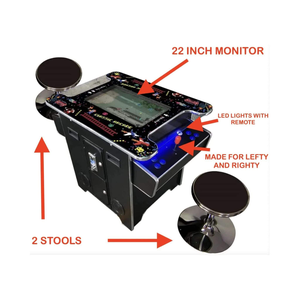 Máquina de Arcade Retro de Tamaño Completo de Grado Comercial para 2 Jugadores con 60 Juegos y Taburetes (SAK86197)