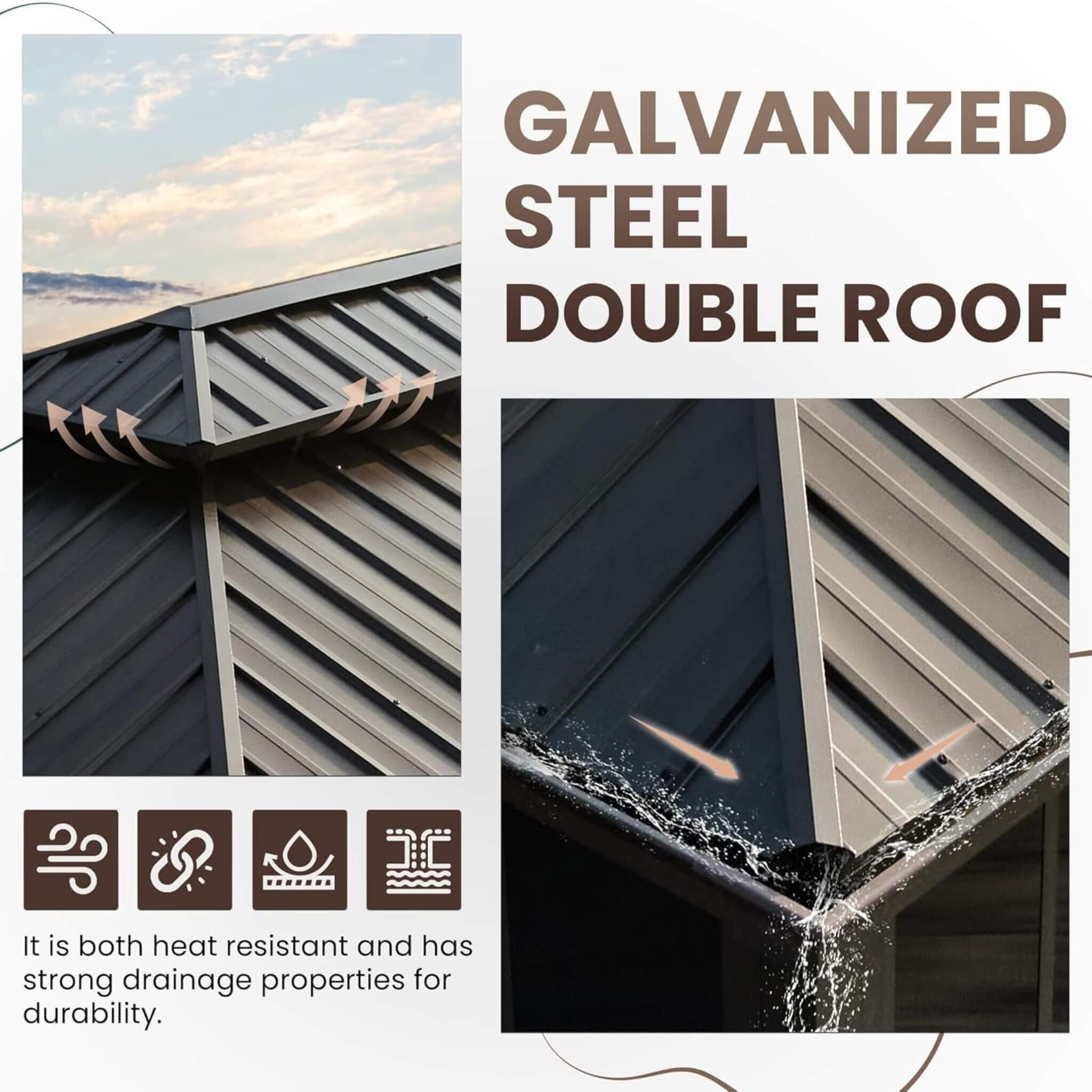 Invernadero Exterior Completamente Cerrado Alora Terrace Negro Con Puertas Correderas Con Cerradura Y Techo Doble De Acero Galvanizado (SAK81634)