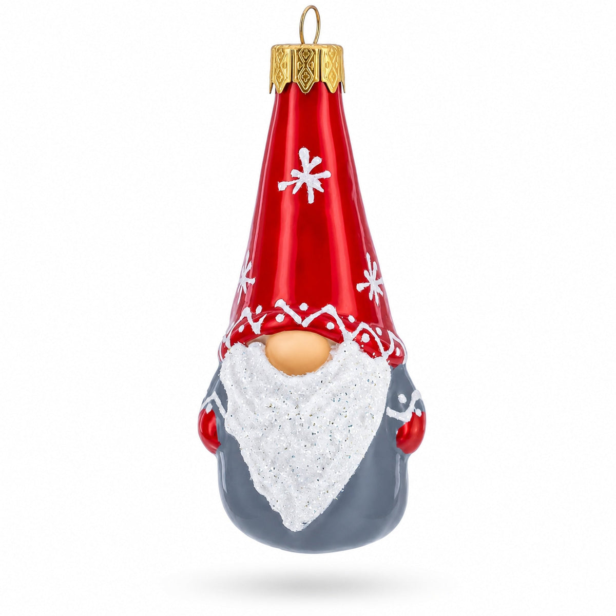 Scandinavian Gnome Elf Glass Christmas Ornament