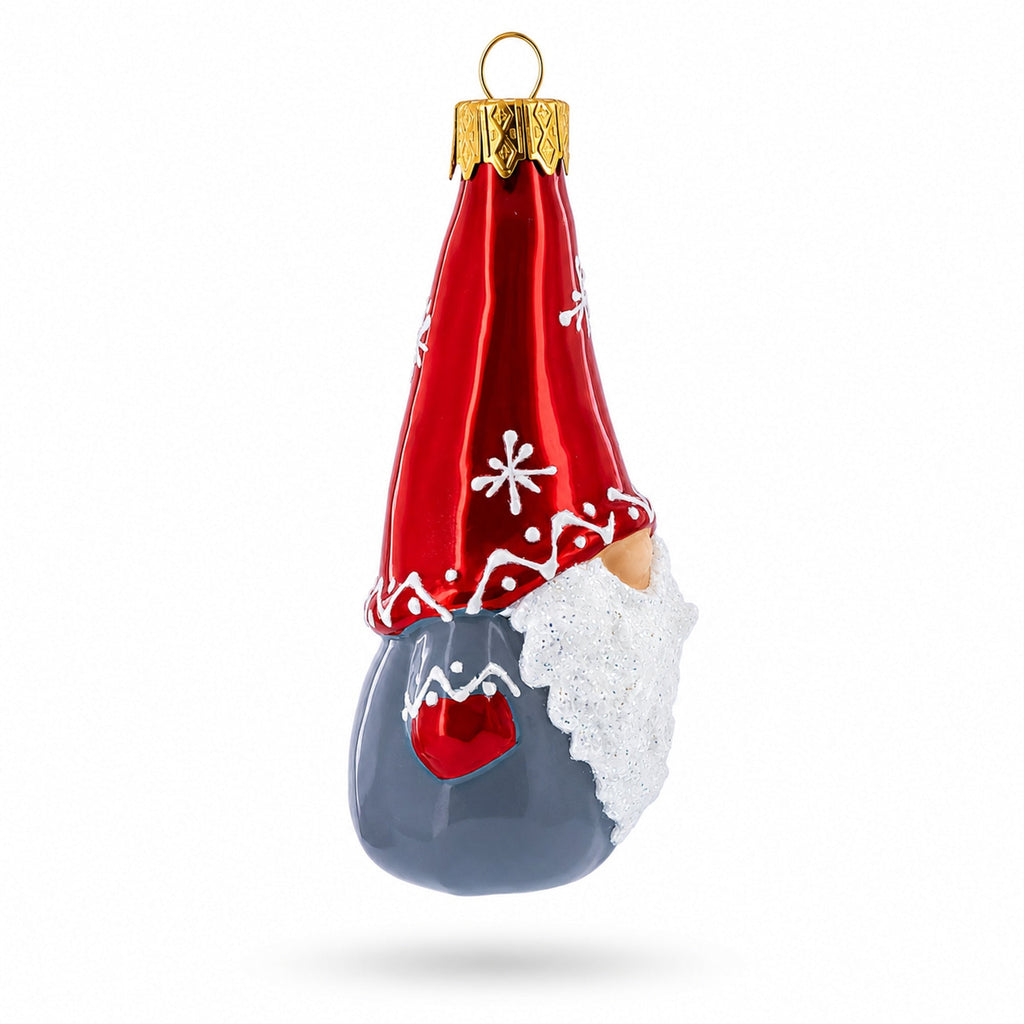 Scandinavian Gnome Elf Glass Christmas Ornament
