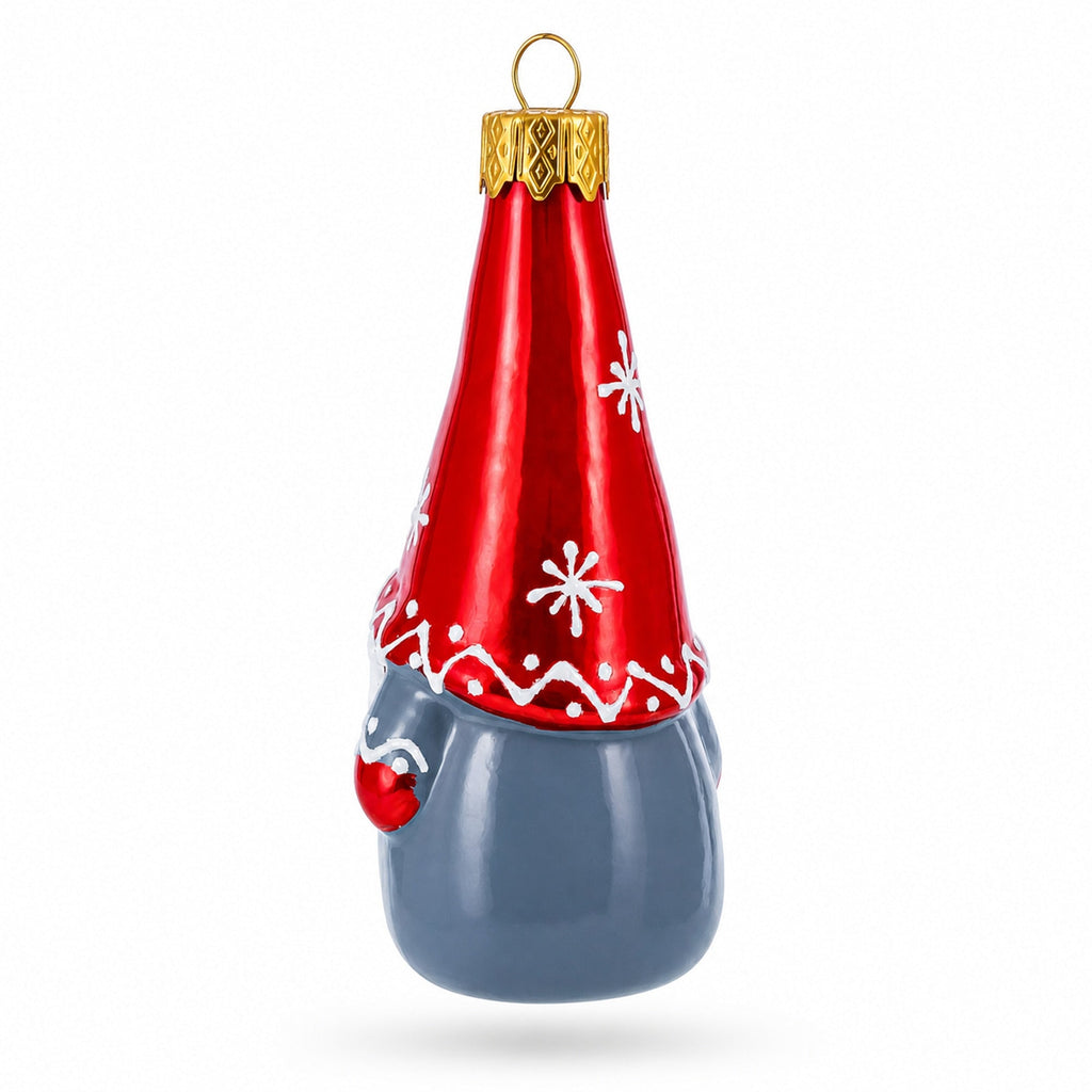 Scandinavian Gnome Elf Glass Christmas Ornament