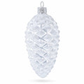 Woodland Retro Style White Pinecone Glass Christmas Ornament