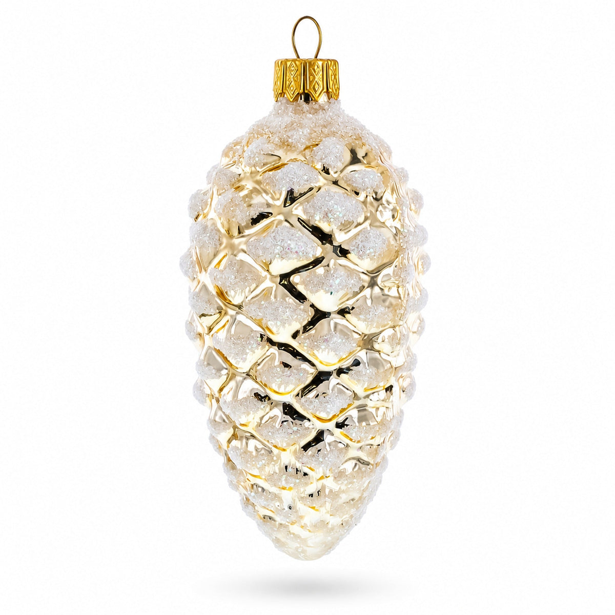 Woodland Retro Style Gold Pinecone Glass Christmas Ornament