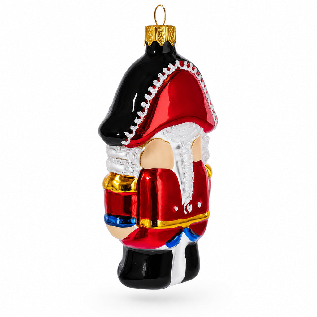 Red Nutcracker Soldier Glass Christmas Ornament