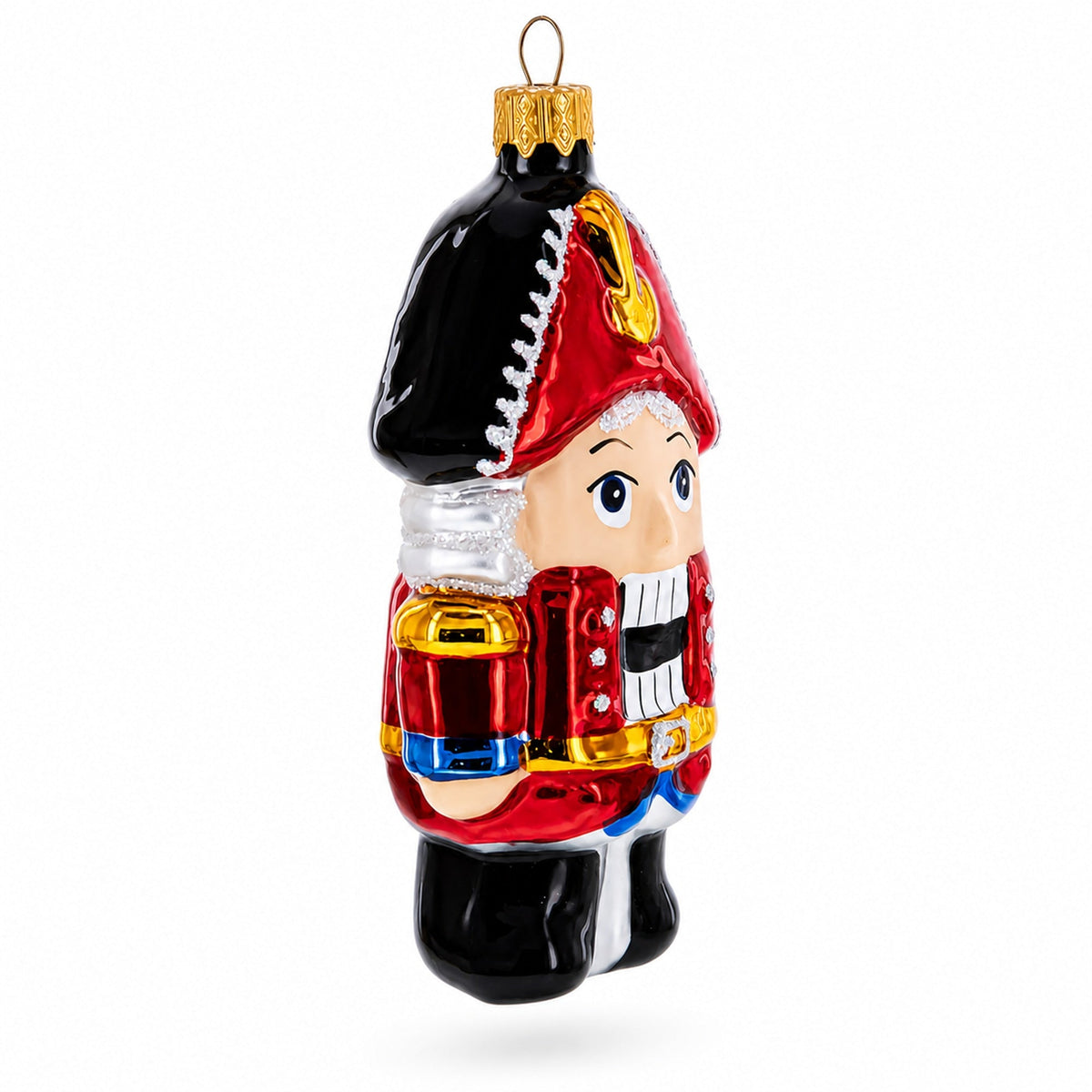 Red Nutcracker Soldier Glass Christmas Ornament