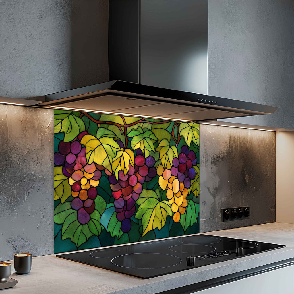 Salpicadero de Cristal Templado con Viñedo Víntage para Cocina de Estilo Toscano