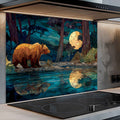 Moonlit Bear – Tempered Glass Backsplash For Forest Cabin Kitchen Style