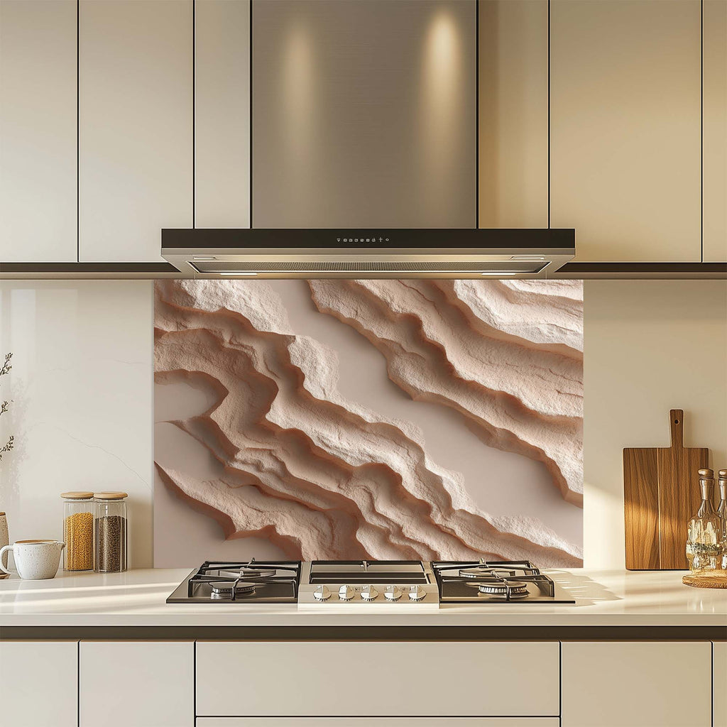 Dunas Erosionadas – Salpicadero de Cristal Templado para Cocina | Salpicadero de Arena Abstracta