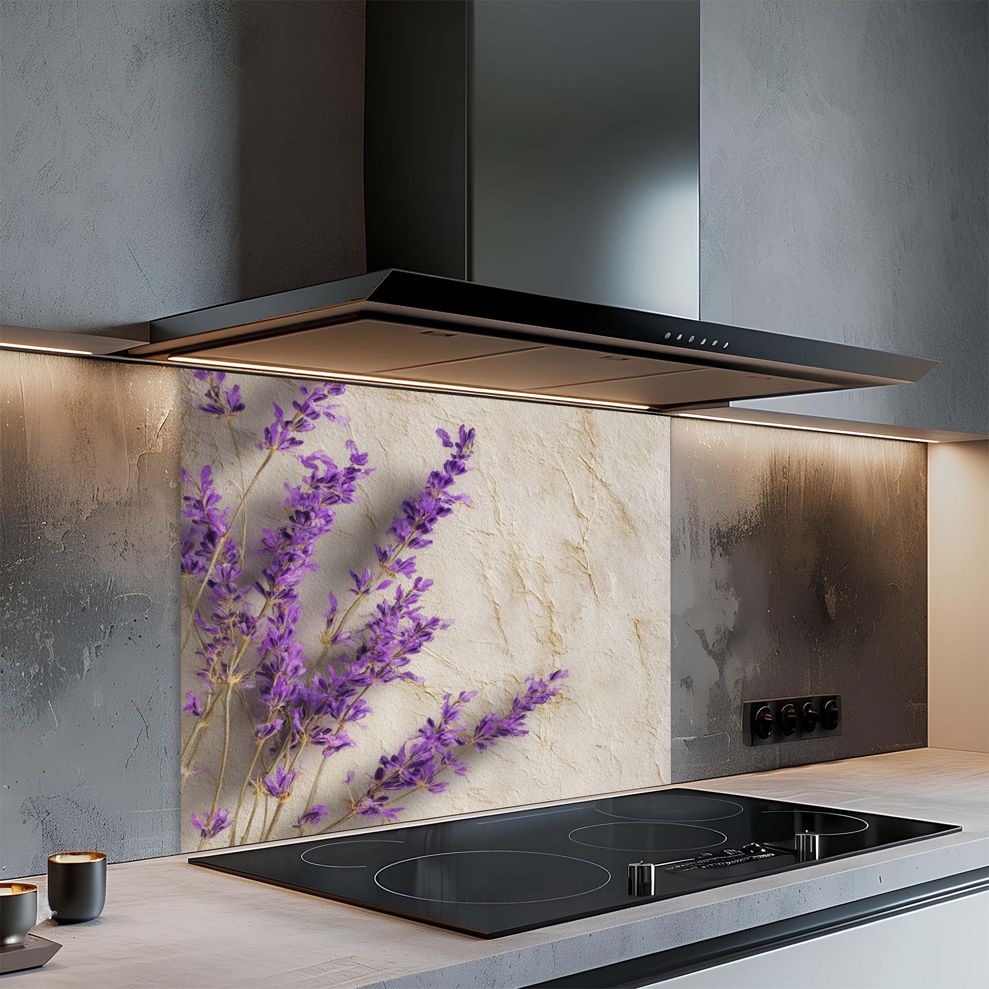 Provence Lavender – Tempered Glass Backsplash for Kitchen – Rustic Kitchen Splashback