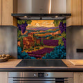 Tempered Glass Backsplash for Kitchen | Tuscan Vineyard & Sunset Countryside Scene