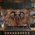 Tribal Elephant – Tempered Glass Backsplash | African Ethnic Pattern Kitchen Backsplash