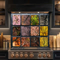 Seasonal Canopy – Protector contra salpicaduras de cristal templado para cocina | Silueta abstracta de árbol floral