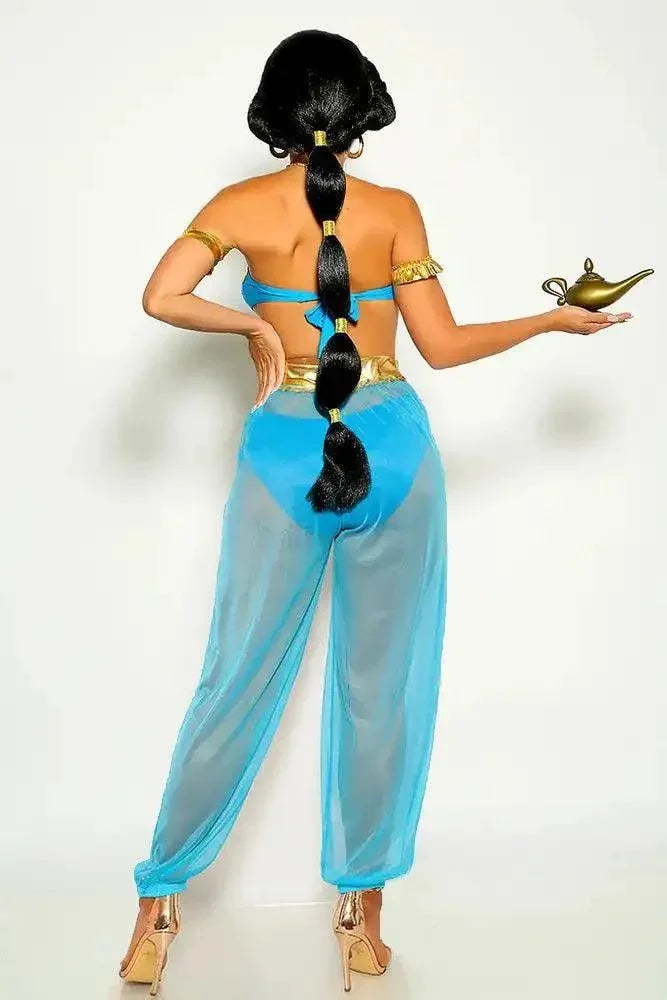 Gold Turquoise Bandeau Gold Trim 4 Piece Princess Jas Costume