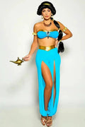 Gold Turq+uoise Embellished Rhinestone 4 Piece Princess Jas Costume