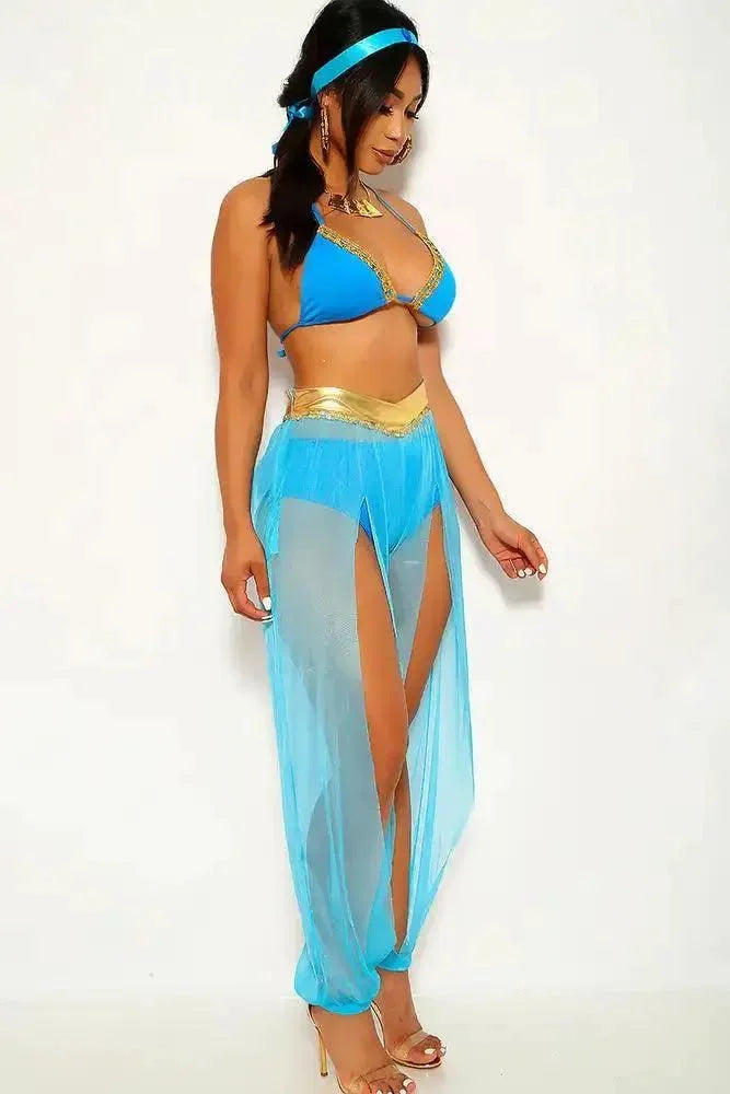Gold Turquoise Metallic Princess J 3 Piece Costume