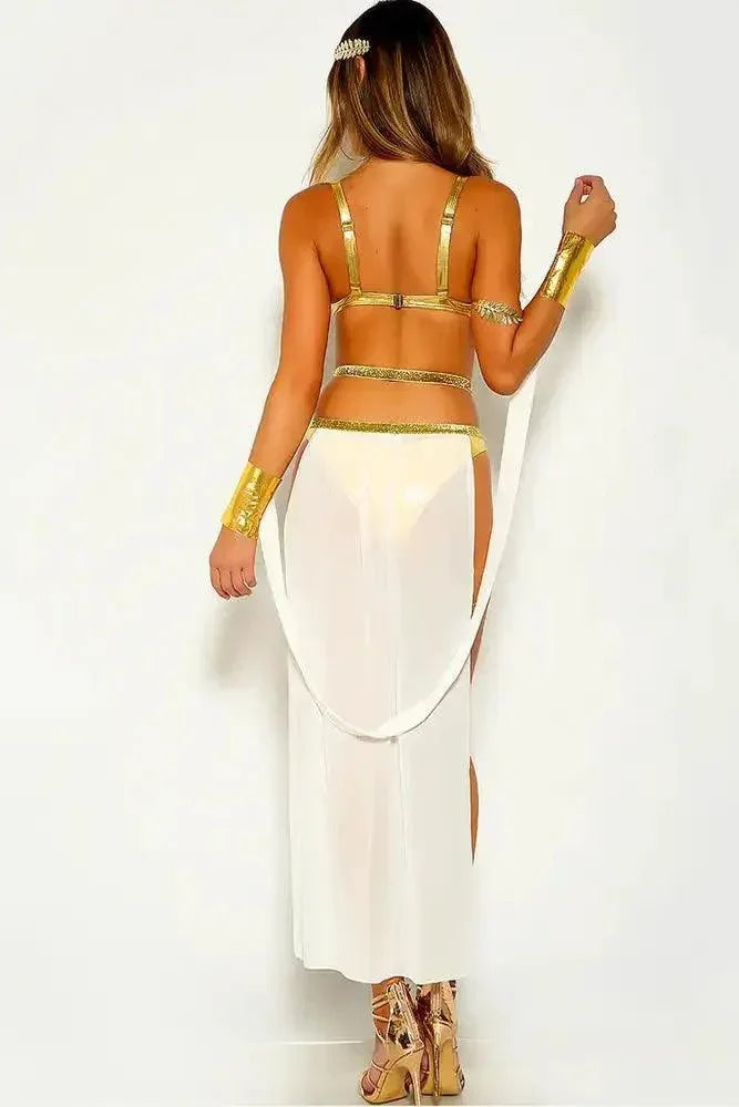 Gold White Sexy Goddess 4 Piece Costume