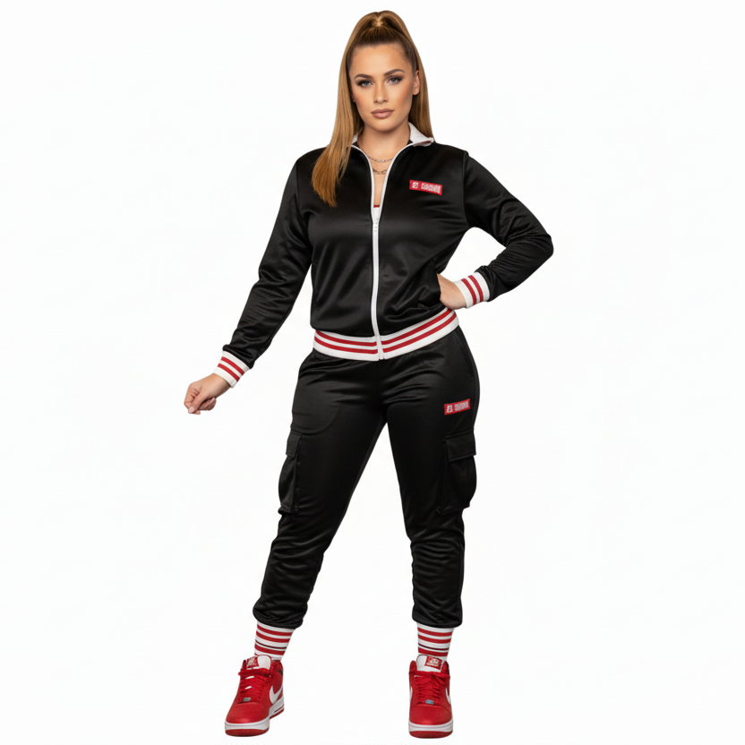 Red Label Designer Onassis Krown Tracksuit in Black