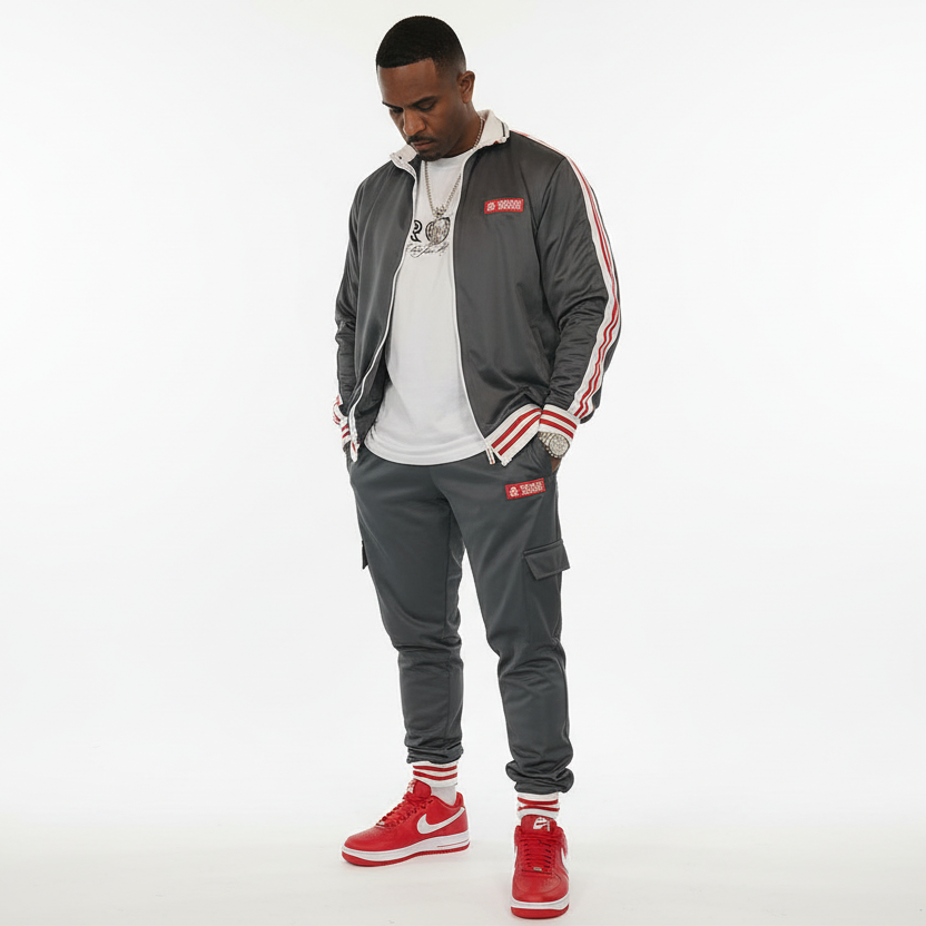 Red Label Designer Onassis Krown Tracksuit in Gray
