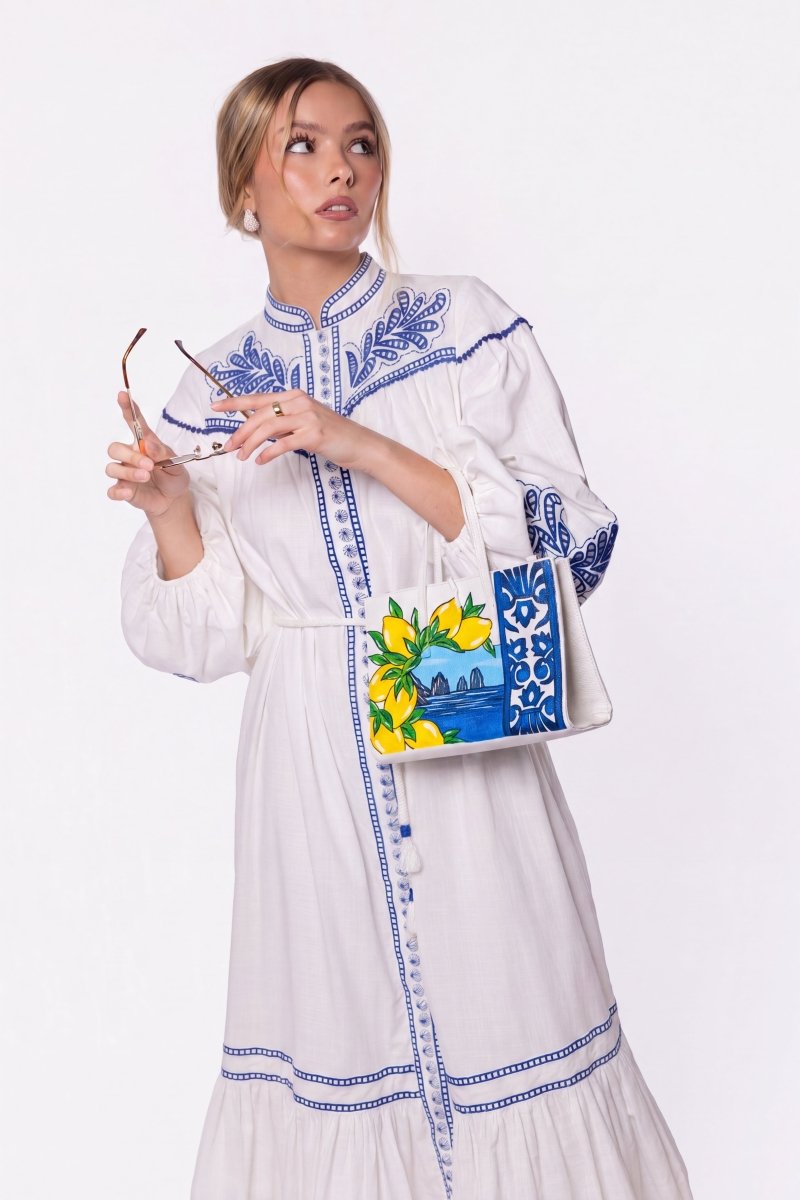 Hailey Dress (White Blue)