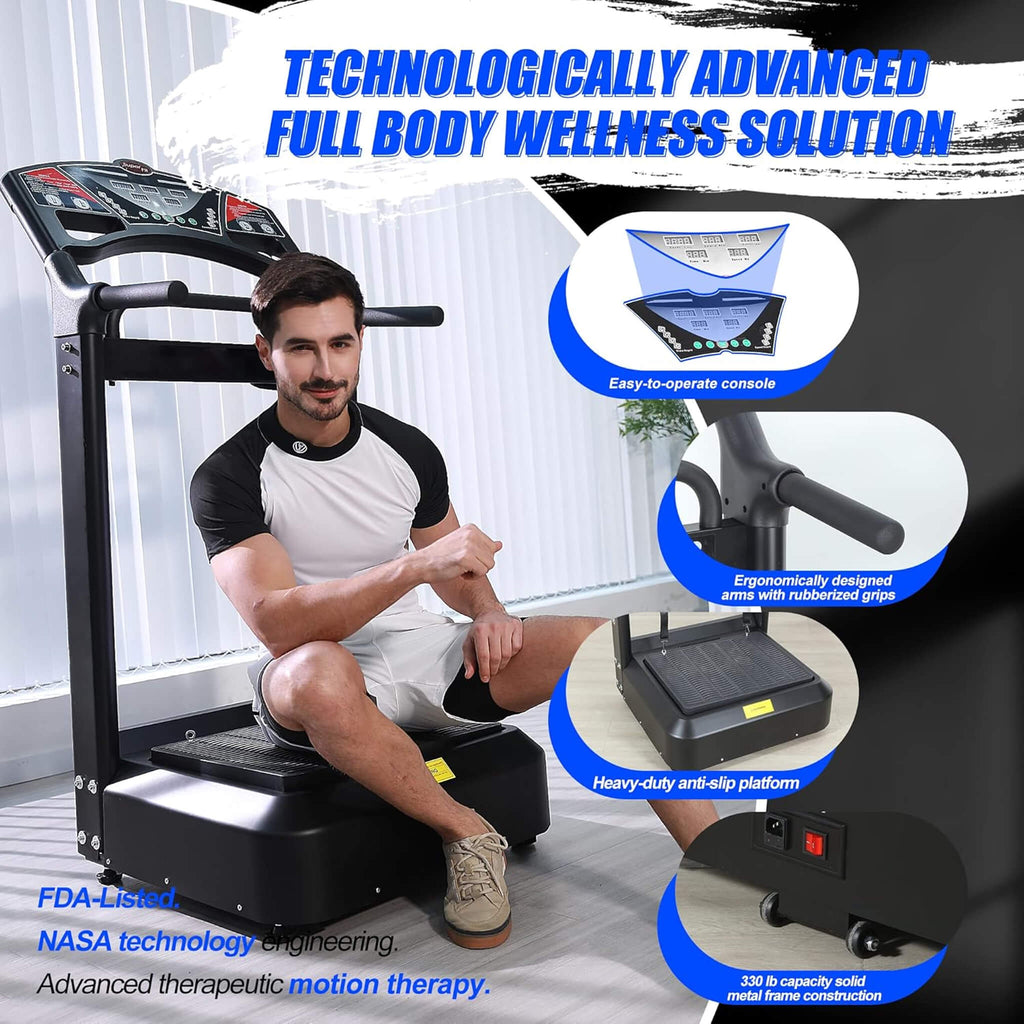 Máquina de ejercicios con plataforma vibratoria de cuerpo completo de alta resistencia Rovix de 400 libras (SAK57390)