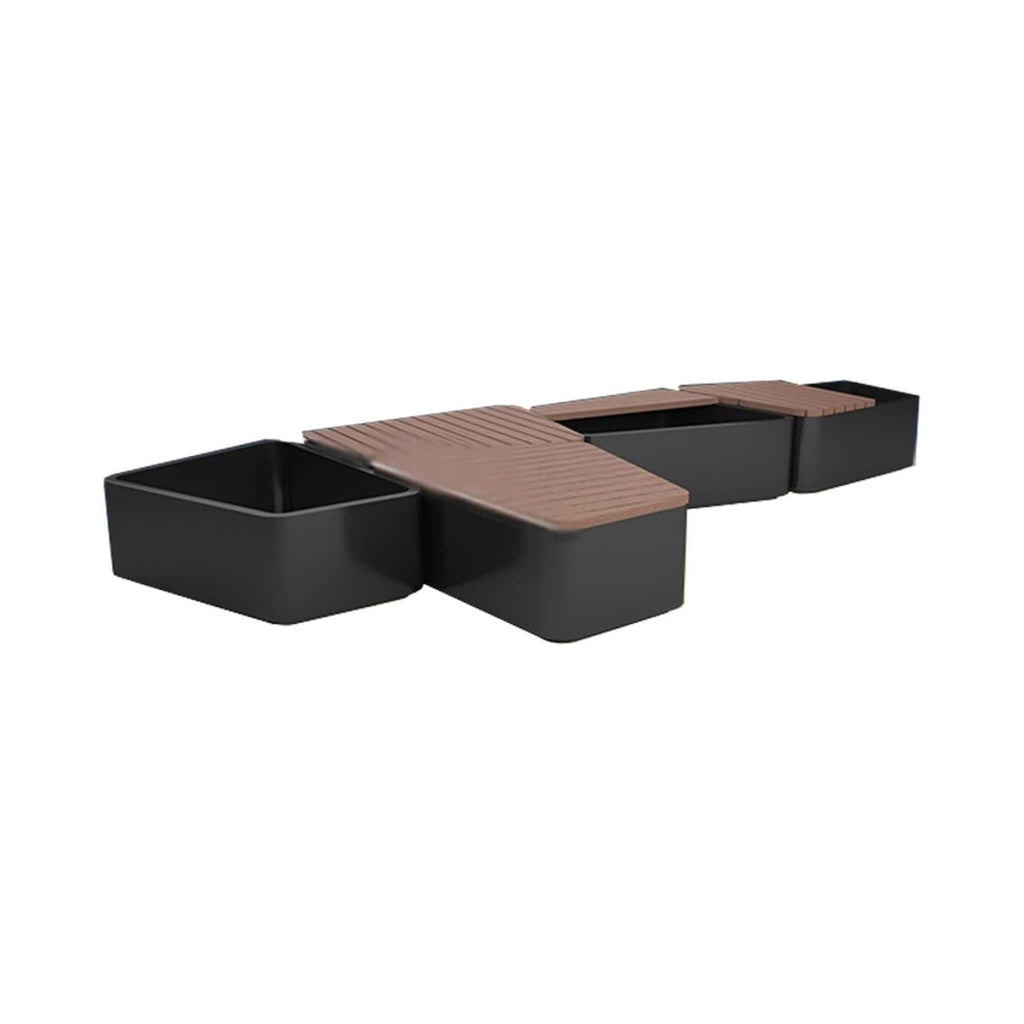 Banco Comercial de Acero Inoxidable de Uso Pesado para Exteriores con Asiento de Madera y Jardinera [Hecho a Pedido] (SAK41578)