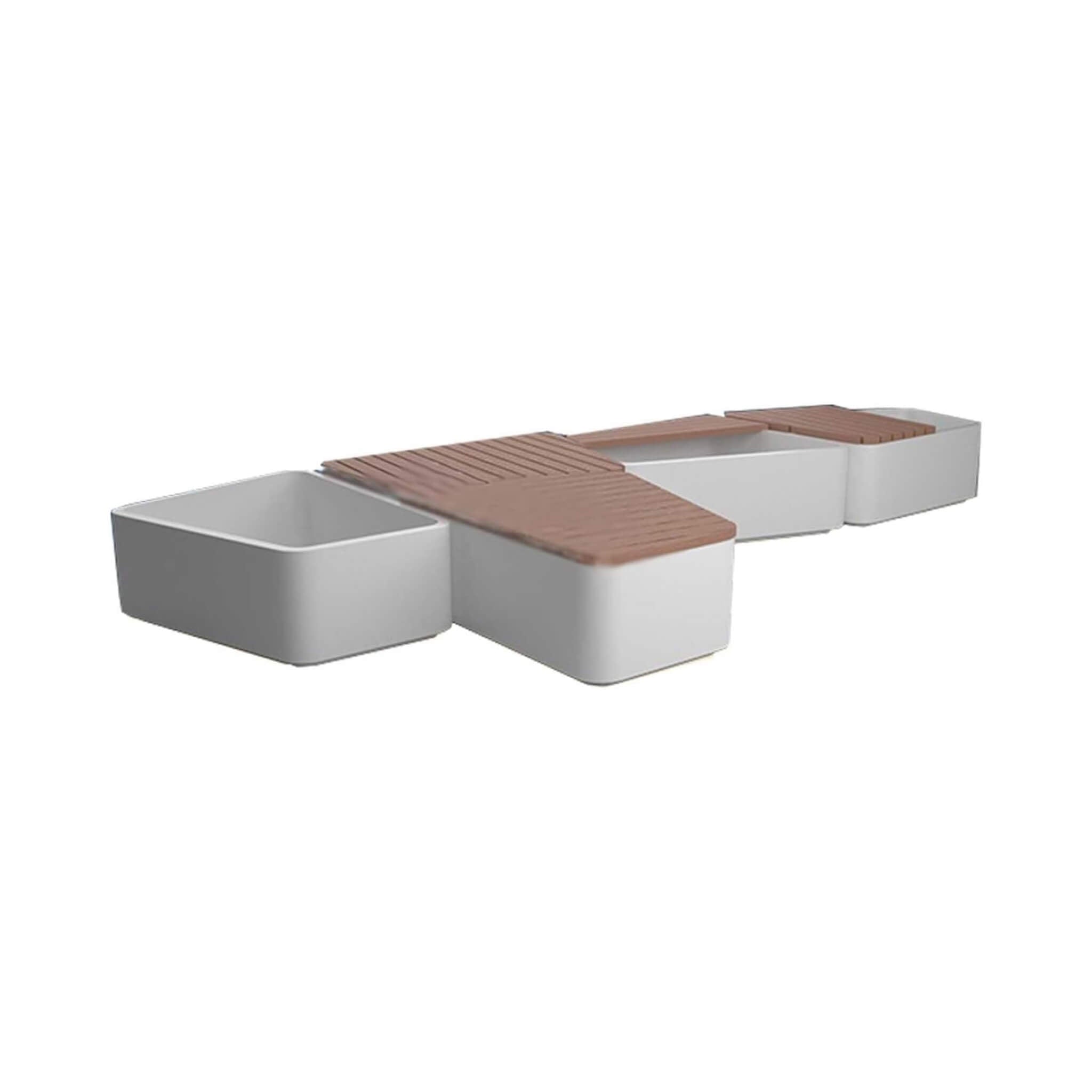 Banco Comercial de Acero Inoxidable de Uso Pesado para Exteriores con Asiento de Madera y Jardinera [Hecho a Pedido] (SAK41578)