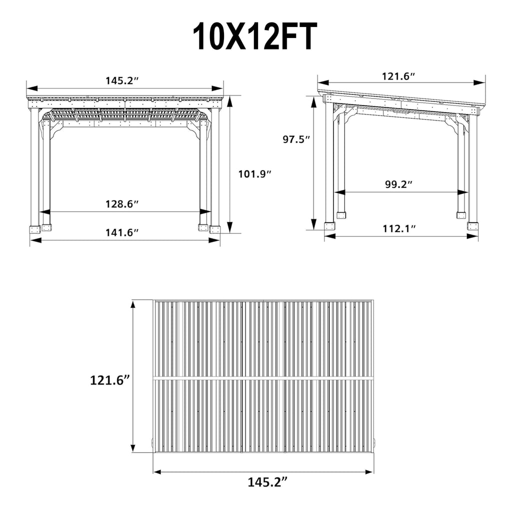 Cenador de Madera Reforzada Alora Premium para Parrilla con Techo Inclinado de Metal (SAK61583)