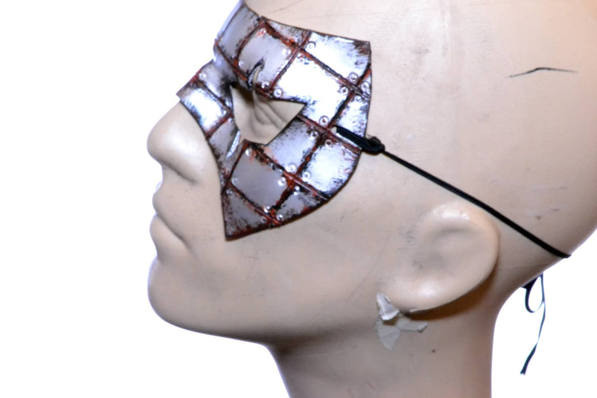 Handmade Genuine Leather Mask in Rusted Steel Pattern