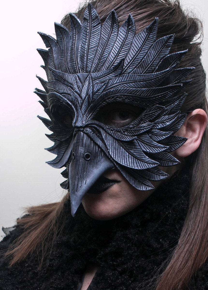 Black Raven Handmade Genuine Leather Mask