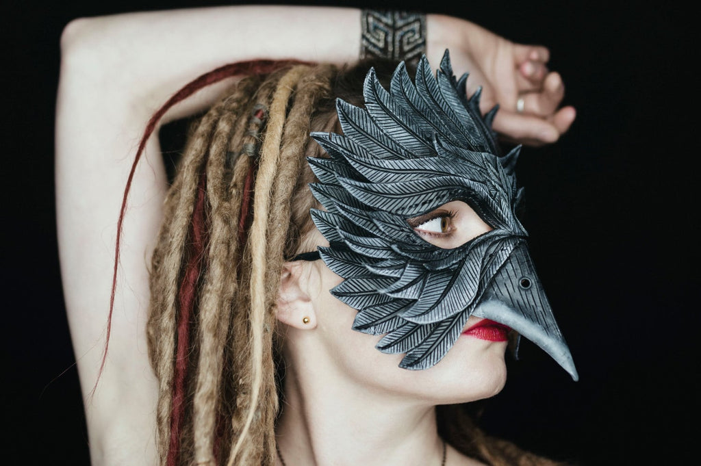 Black Raven Handmade Genuine Leather Mask