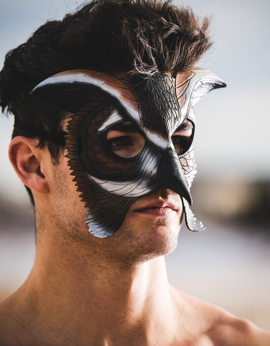 In Stock - Horned Owl Handmade Genuine Leather Mask